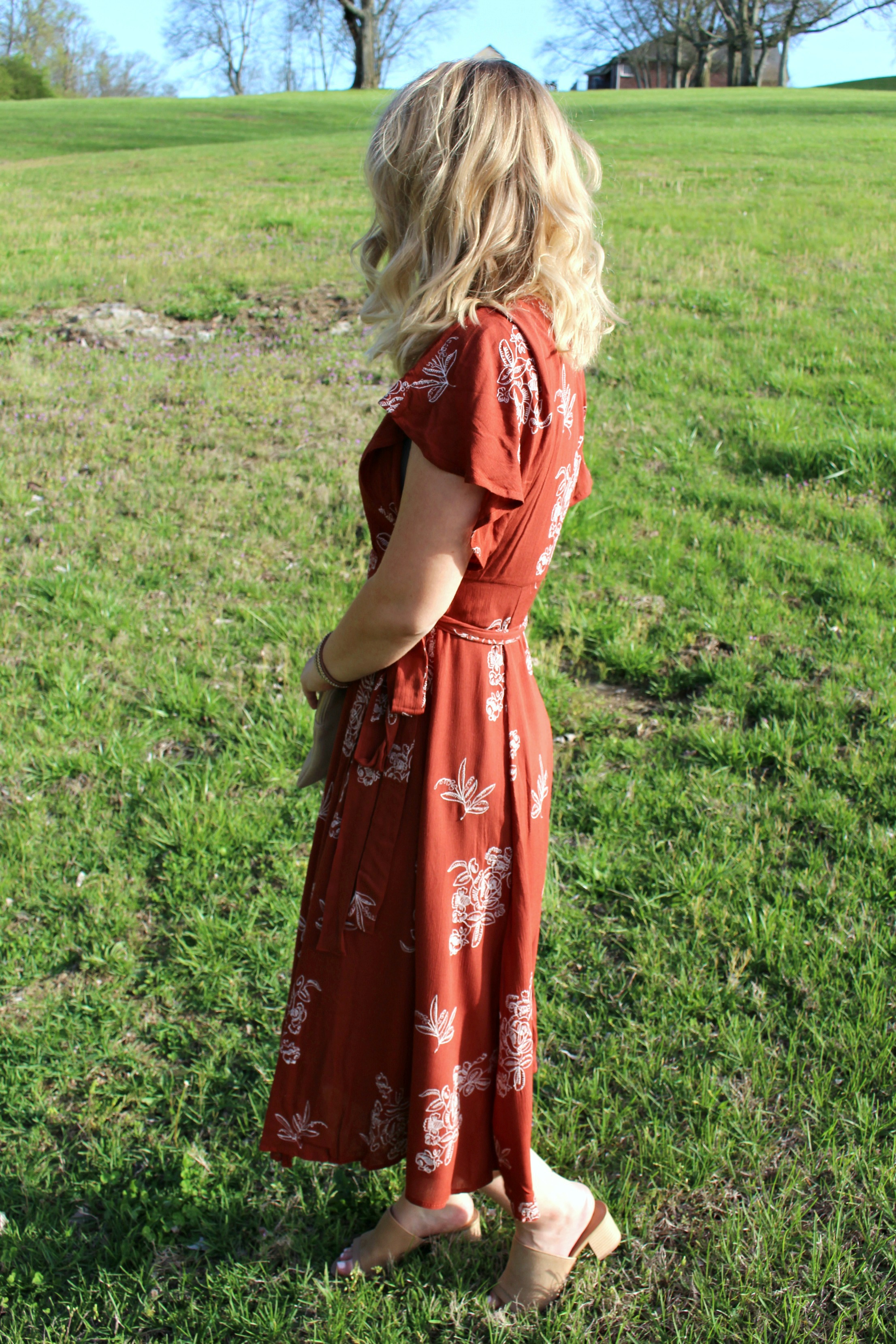 embroidered wrap dress